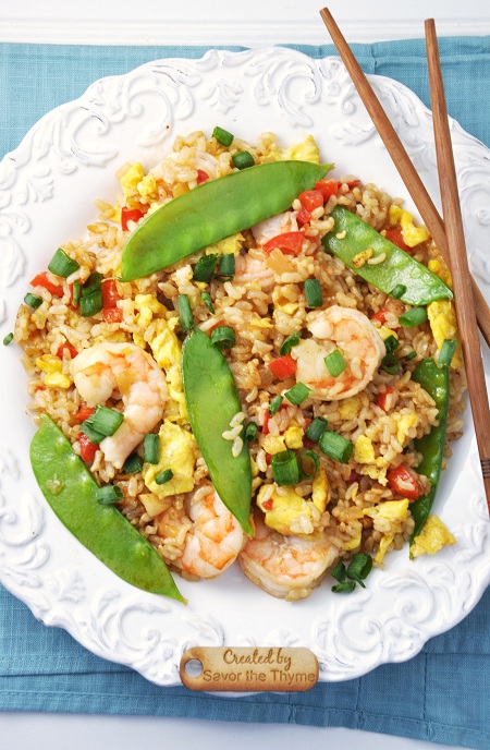 Shrimp & Snow Pea Fried Rice Recipe | Savor The Thyme