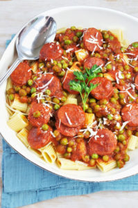 Sausage & Peas over Rigatoni Recipe